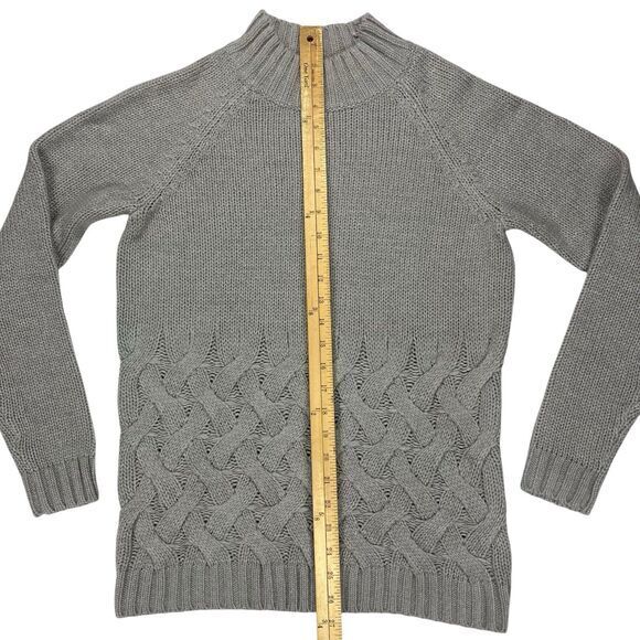 Simply Vera Vera Wang Fisherman Sweater Women S Gray Chunky Cable Knit Mockneck - Picture 12 of 16